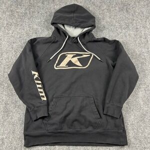 Klim Hoodie Mens Large Black Gold Logo Pullover Sweatshirt Raglan PO 2363